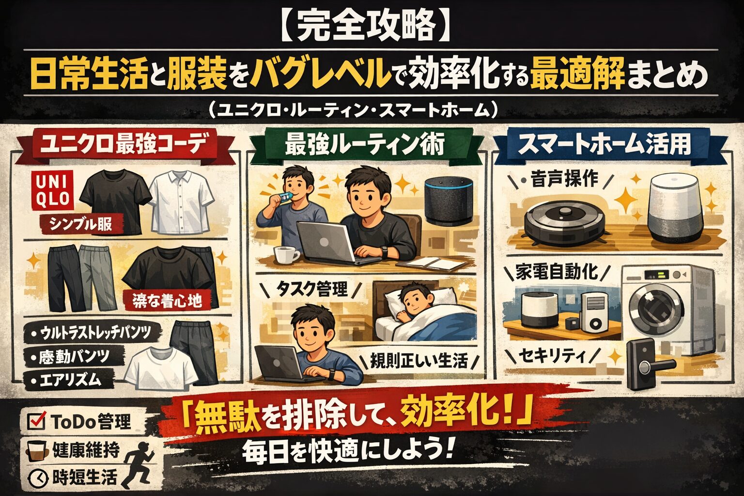 【完全攻略】日常生活と服装をバグレベルで効率化する最適解まとめ（ユニクロ・ルーティン・スマートホーム）