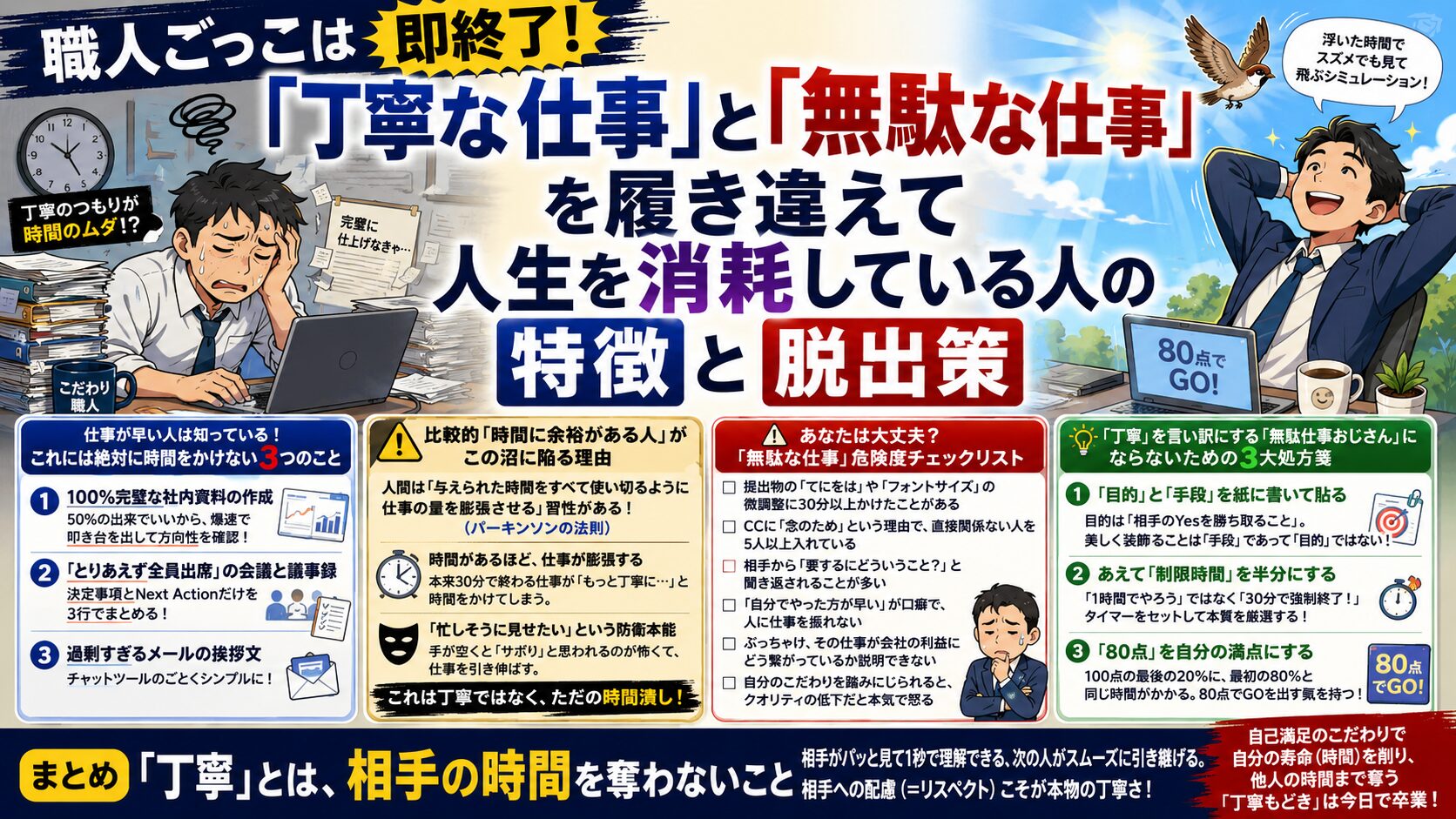 【職人ごっこは即終了】「丁寧な仕事」と「無駄な仕事」を履き違えて人生を消耗している人の特徴と脱出策