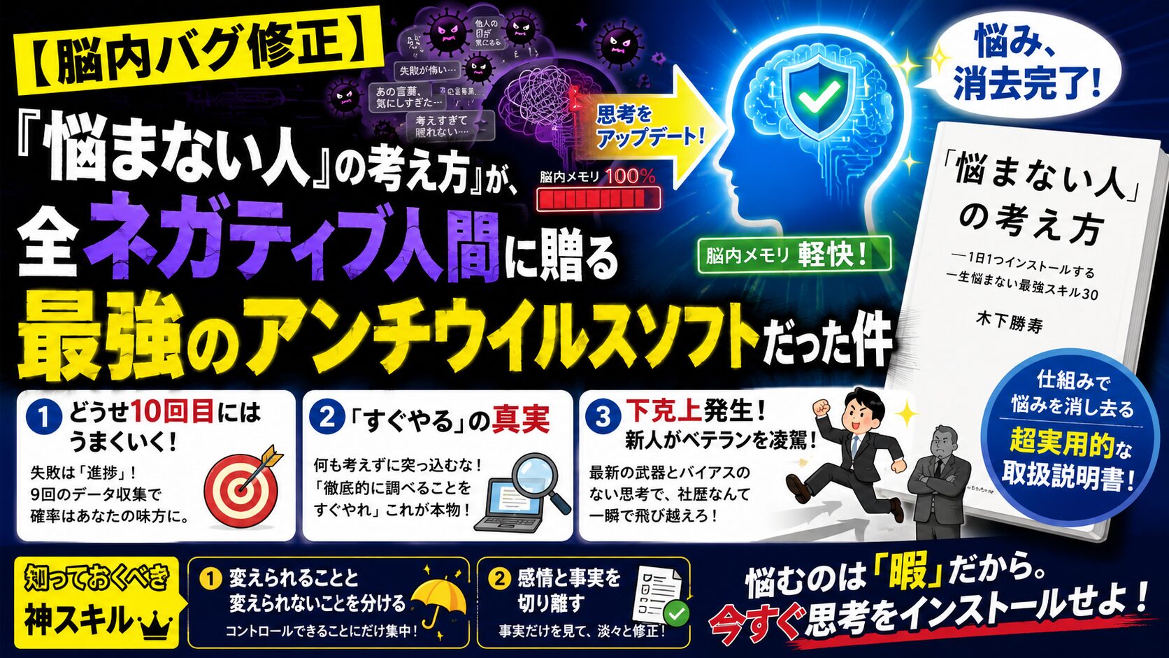 【脳内バグ修正】『「悩まない人」の考え方』が、全ネガティブ人間に贈る最強のアンチウイルスソフトだった件