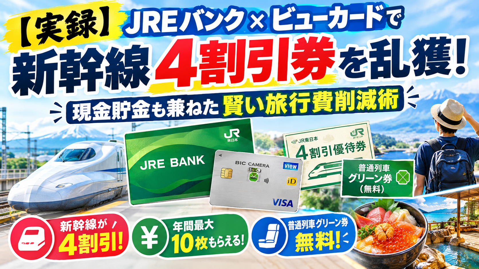 【実録】JREバンク×ビューカードで新幹線4割引券を乱獲！現金貯金も兼ねた賢い旅行費削減術